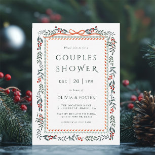 Kerst Winterberry Frame Koppels Shower Kaart
