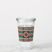 Kerst/Winterbeurs eiland rood & groen Acryl Drinkbeker (Achterkant)