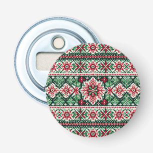 Kerst/Winterbeurs eiland rood & groen Button Flesopener