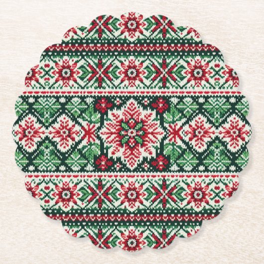 Kerst/Winterbeurs eiland rood & groen Kartonnen Onderzetters (Voorkant)