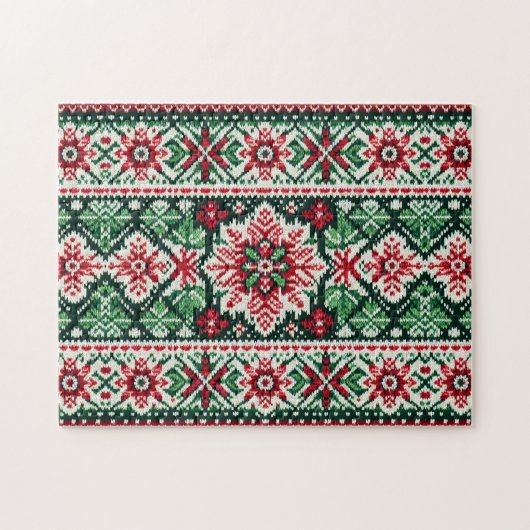 Kerst/Winterbeurs eiland rood & groen Legpuzzel (Horizontaal)