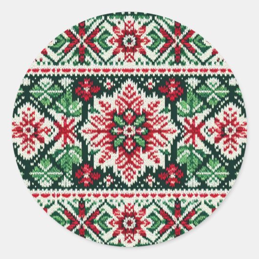 Kerst/Winterbeurs eiland rood & groen Ronde Sticker (Voorkant)