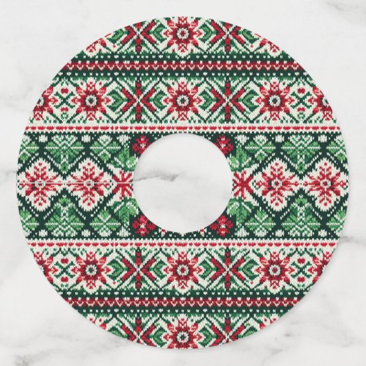 Kerst/Winterbeurs eiland rood & groen Wijnglaslabel (Voorkant)