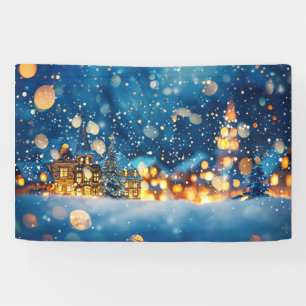 Kerst Winterdorp Achtergrond 1,2 meter lang Spandoek