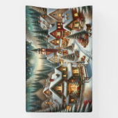 Kerst Winterdorp Achtergrond 1,2 meter lang Spandoek (Verticaal)