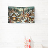 Kerst Winterdorp Achtergrond 1,2 meter lang Spandoek (Insitu)