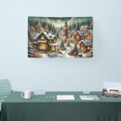 Kerst Winterdorp Achtergrond 1,2 meter lang Spandoek (Beurs)