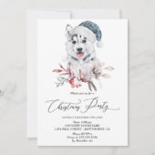 Kerst-winterfeest met een echte husky kaart (Voorkant)