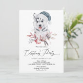 Kerst-winterfeest met een echte husky kaart (Staand voorkant)