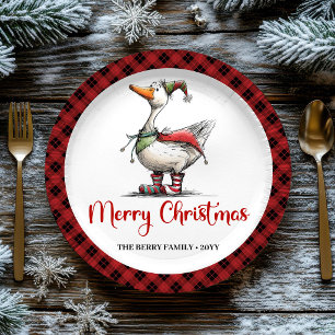 Kerst Wispelturige Gans Grappige Speelse Feestbord Papieren Bordje