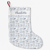 Kerst wit blauw gebreide winter draag kleine kerstsok (Voorkant)