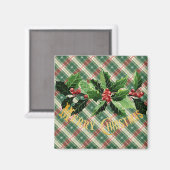 Kerst wit goud geplakt met krans magneet (Voorkant / Achterkant)