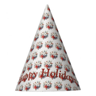 Kerst Wit Rode Bloemen Vakantie Elegant Feesthoedjes
