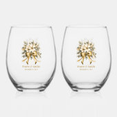 Kerst Wit Winterberry uitnodiging Wijnglas Zonder Voet (Achterkant)