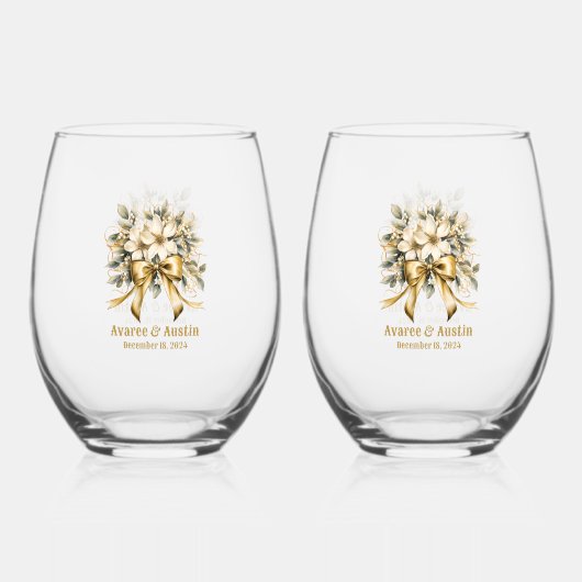 Kerst Wit Winterberry uitnodiging Wijnglas Zonder Voet (Achterkant)