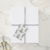 Kerst Witte Groene Bomen Cadeaulabel (Met Touw)