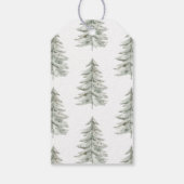 Kerst Witte Groene Bomen Cadeaulabel (Achterkant)