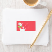 Kerst Witte Kat en Muis Sticker Cadeautag (Insitu)