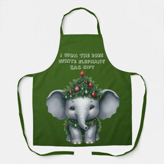 Kerst Witte Olifant Gag Gift Schort (Voorkant)