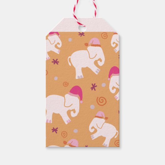 Kerst Witte Olifant Gift Labels Cadeaulabel (Voorkant)