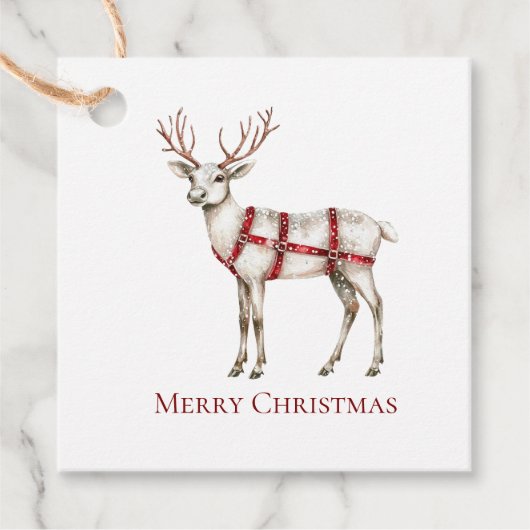 Kerst Witte Pepermunt Herten Bedankjes Labels (Voorkant)