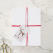 Kerst Witte Pepermunt Herten Cadeaulabel (Met Touw)