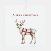 Kerst Witte Pepermunt Herten Metalen Ornament (Voorkant)