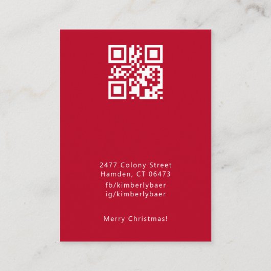 Kerst Witte Rode Oorbel QR Code Display Visitekaartje (Achterkant)