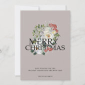 Kerst Witte Rose Bloem Gepersonaliseerd Feestdagenkaart (Voorkant)