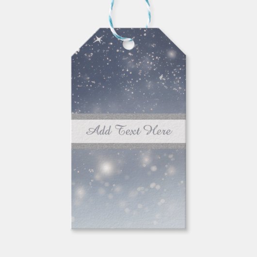 Kerst Witte Sneeuwvlok Cadeaulabel (Voorkant)