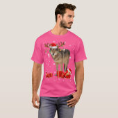 Kerst Wolf Funny Santa Rendier Wolf Lover T-shirt (Voorkant volledig)
