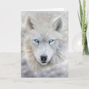 Kerst Wolf met Blauwe Ogen Kaart