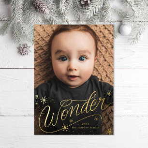 Kerst Wonder Handlettering Foto Folie Feestdagenkaart