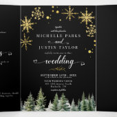 Kerst Woodland Pine Trees Wedding Drieluik Uitnodiging (Binnenkant midden)