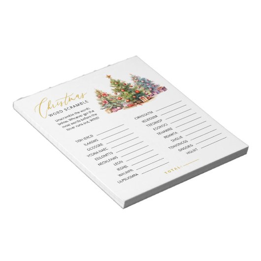 Kerst Woord Scramble Tear Away Party Game Notitieblok (Schuin)