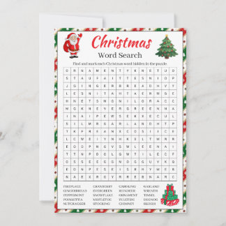 Kerst Woordzoekpuzzel | Leuk Kerst Woord Kaart