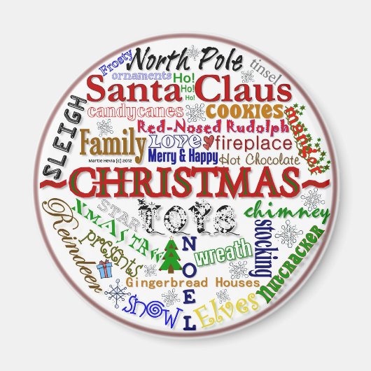 Kerst Word-Art - Magnet Magneet (Voorkant)