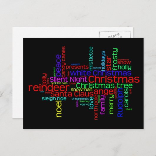 Kerst Word Cloud Briefkaart (Voorkant / Achterkant)