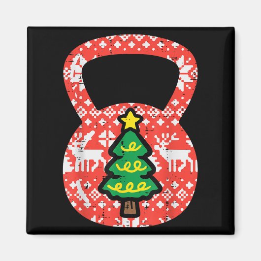 Kerst Workout Kettlebell Xmas Gym Oefening Wom Magneet (Voorkant)