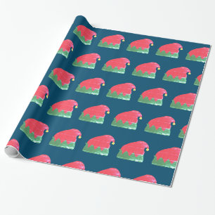Kerst Wrap met Kerstmannenhoed Cadeaupapier