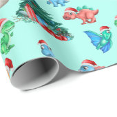 Kerst Wrapping Papier Dinosaurus Kinder Schattige (Rol Hoek)
