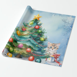 Kerst Wrapping Papier met katten spelen