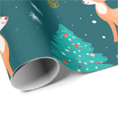 Kerst Wrapping Papier met Rendier (Rol Hoek)
