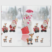 Kerst Wrapping Papier Sneeuwman Santa Moose (Vlak)