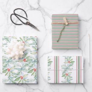 Kerst Wrapping Papier Waterverf Botanisch Inpakpapier Vel