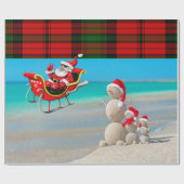 Kerst Wrapping Papier Zomer Sneeuwman Kerstman (Vlak)