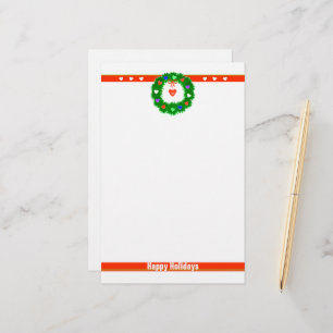 Kerst Wreath of Hearts Briefpapier