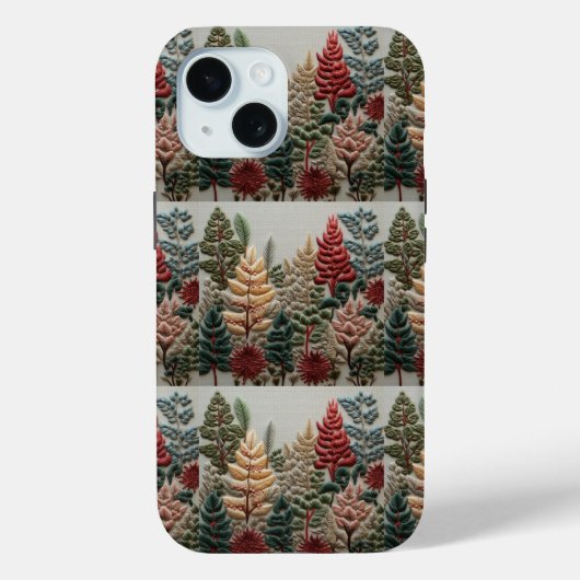 Kerst Xmas Forest nep borduurwerk effect No1 Case-Mate iPhone Case (Achterkant)