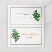Kerst Xmas Holly Escort Kaart Place Card (Buitenkant ongevouwen)
