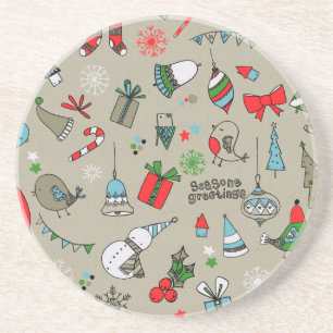 Kerst xmas patroon zandsteen onderzetter